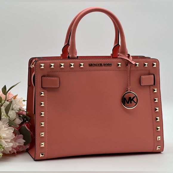 Michael Kors Medium Studded Saffiano Leather Satchel - Picture 2 of 15